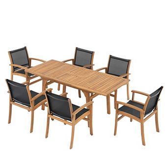 SUNSITT 7 pc Outdoor Patio Dining Set w/Umbrella Hole