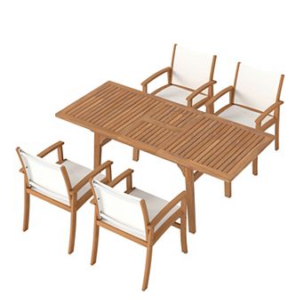 SUNSITT 5 pc Outdoor Patio Dining Set w/Umbrella Hole