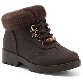 HOMEHOT Girls Winter Ankle Boots Warm Snow Shoes for Little Big Kids