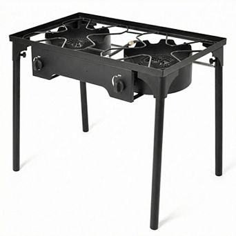 Costway Double Burner Gas Propane Cooker 160000 BTU Outdoor Picnic Stove Stand BBQ Grill