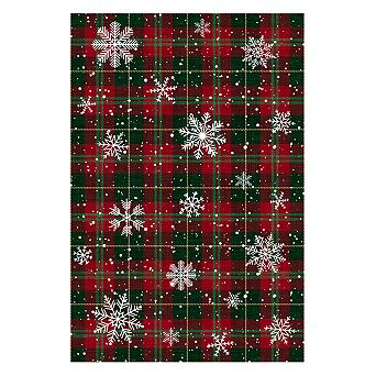 Christmas Plaid Area Rug Snowflake Buffalo Check Print Indoor Decor Carpet for Entryway Bedroom