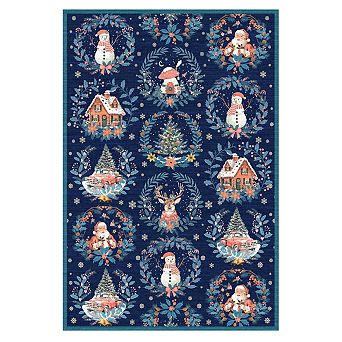 Holiday Collage Area Rug Santa Snowman Reindeer Vintage Soft Pet Friendly Carpet Indoor Decor Mat