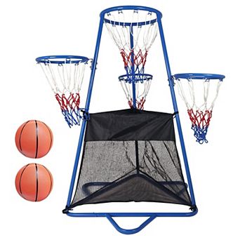 4-Hoop Kids Basketball Set, Indoor Outdoor Sports Toy for Toddlers Ages 3-6, with 4 Balls and Pump
