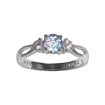 Sterling Silver Blue Topaz and Cubic Zirconia Ring