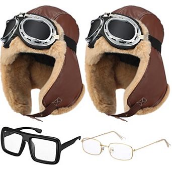 Winter Pilot Hat Goggles Set Vintage Warm Outdoor Accessories