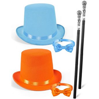 6 pc Vintage Gentleman Costume Accessories Set Top Hat Bow Tie Cane