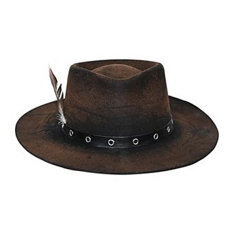 Handmade Distressed Western Cowboy Hat With Claw Marks Weathered Felt Gambler Hat