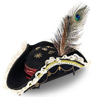 Steampunk Pirate Renaissance Lace Feather Cosplay Party Hat
