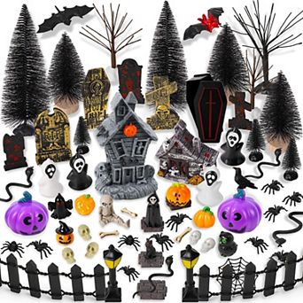 Halloween Haunted Village Miniatures Spooky Decor Figurines Set