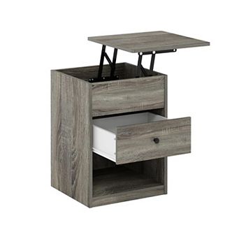 Furinno 17.72" x 17.72" x 23.43" Lift Top Nightstand Modern Bedside Table with Drawer