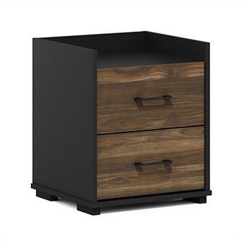 Furinno 15.35" x 16.85" x 19.65" Nightstand Modern Bedside Table with 2 Drawers