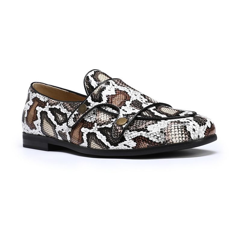 Men's Retro Snake‑Print Loafers, Classic Slip‑On Design