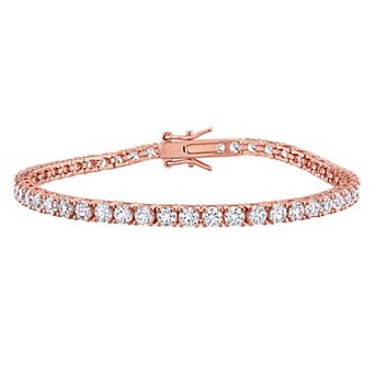 Stella Grace 18k Rose Gold Flash Plated Silver Lab-Created White Sapphire Tennis Bracelet