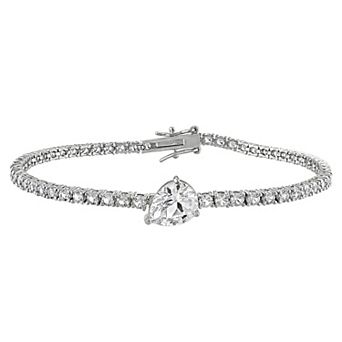 Stella Grace Sterling Silver Lab-Created White Sapphire Pear & Round Bracelet