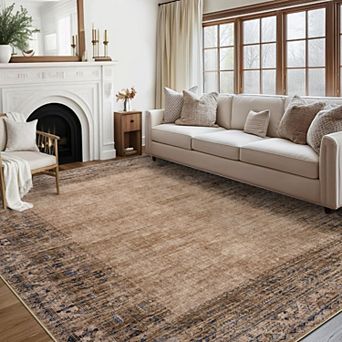 Vintage Rug for Living Room Washable Rug Retro Carpet Foldable Matfor Bedroom