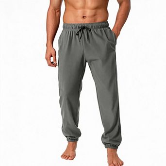 Mens Loose Fit Jogger Pants Quick Dry Breathable Drawstring Running Workout