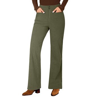 High Waisted Wide Leg Corduroy Pants Womens Elastic Waist Work Casual Trousers