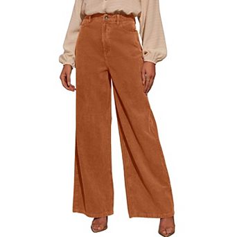 Women's High Waisted Wide Leg Corduroy Pants Casual Baggy Trousers