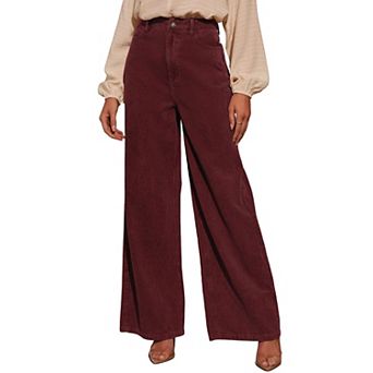 Women's High Waisted Wide Leg Corduroy Pants Casual Baggy Trousers