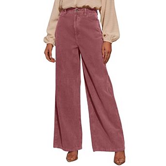 Women's High Waisted Wide Leg Corduroy Pants Casual Baggy Trousers