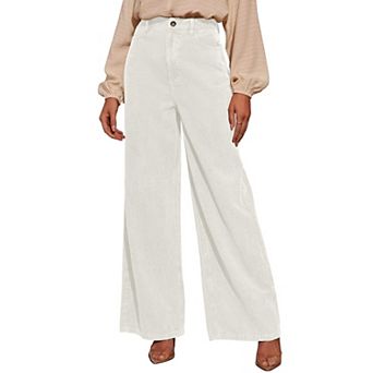 Women's High Waisted Wide Leg Corduroy Pants Casual Baggy Trousers