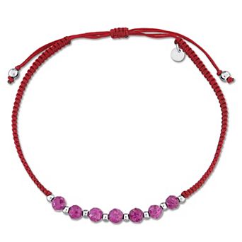 Stella Grace Sterling Silver Gemstone Beaded Adjustable Bracelet