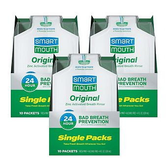 SmartMouth Original Zinc Activated Mouthwash Single Packs - Fresh Mint - 10 Count, 3 Pack