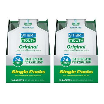 SmartMouth Original Zinc Activated Mouthwash Single Packs - Fresh Mint - 10 Count, 2 Pack