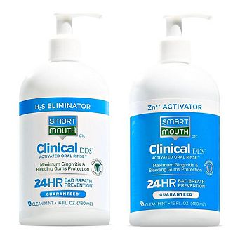SmartMouth Clinical 2-Bottle Activated Mouthwash System - Anti-Plaque & Gingivitis - 16 fl oz