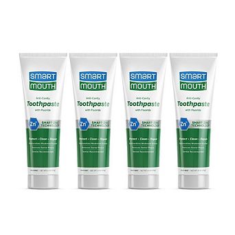 SmartMouth Anti-Cavity + Zinc Toothpaste - Fluoride, Sensitive Whitening - 6 oz, 4-Pack
