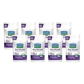 SmartMouth Dry Mouth Dual-Action Mints - Zinc & Xylitol - Mellow Mint - 50 Count, 8-Pack