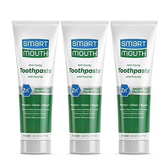 SmartMouth Anti-Cavity + Zinc Toothpaste - Fluoride, Sensitive Whitening - 6 oz, 3-Pack