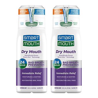 SmartMouth Dry Mouth Zinc Activated Mouthwash - Immediate Relief & Fresh Breath - 16 fl oz, 2 Pack
