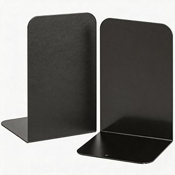 1 Pair Black Metal Heavy Bookends, Book Stopper for Shelves