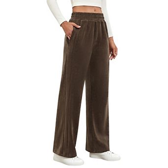 Womens Heavyweight Corduroy Wide Leg Pants With Pockets High Waist