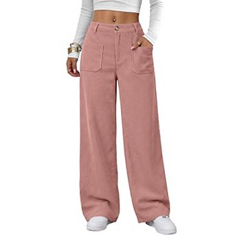 Womens High Waisted Wide Leg Corduroy Casual Loose Fit Pants