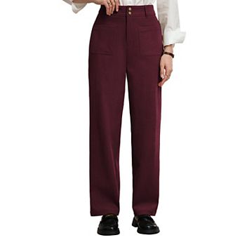 Womens High Waisted Straight Leg Corduroy Pants Stretch Warm Fall Winter Trousers