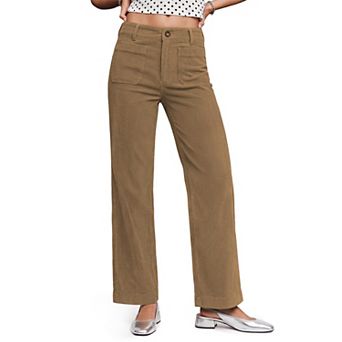 Women's Corduroy Pants Relaxed Straight Leg Casual Work With Pockets Stretch Fit