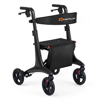 Costway Foldable Rollator Walker for Seniors, Ultralight Rolling Walker with Seat 8” Wheels