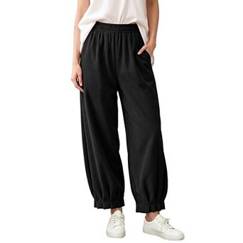Womens High Waisted Corduroy Pants Loose Fit Casual Tapered Trousers