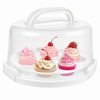 Collapsible Handle Cake Carrier Clear Lid Portable Food Storage For Cakes Cupcakes
