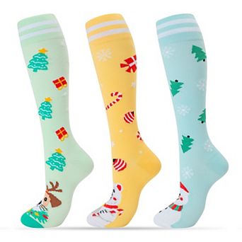 3 Pairs Compression Socks Knee High Athletic For Men Women