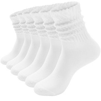 Womens 6 Pairs Slouchy Crew Cushioned Scrunch Boot Socks