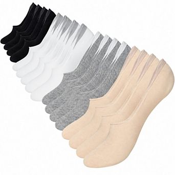 Womens 8 Pairs Cotton Rich Low Cut No Show Socks