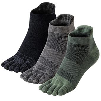 3 Pairs Merino Wool Five Finger Ankle Socks For Hiking Daily Wear