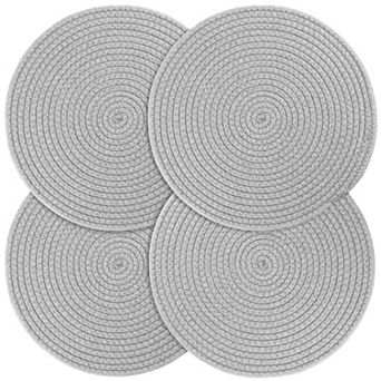 Round Woven Placemats Set Cotton Boho Farmhouse Table Decor Trivets Heat Resistant