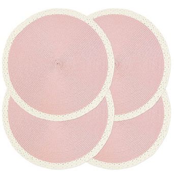 Braided Round Placemats Set Woven Table Mats Non slip Washable Wide Edge Kitchen Dining Decor