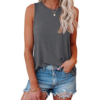 Women Crewneck Loose Fit Sleeveless Summer Tank Tops Casual Wear