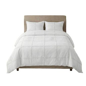 Lavish Home White Grid Comforter Set with Shams