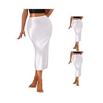 3 Packs Lace Trim Half Slips for Women Tight High Waist Seamless Maxi Skirt Ankle Length Under Dress